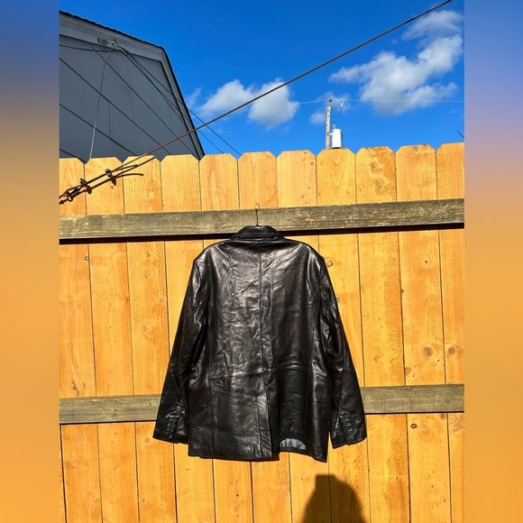 Vintage Pelle Studio black leather jacket-sz XL minimalist button winter fall‎ - Picture 6 of 9